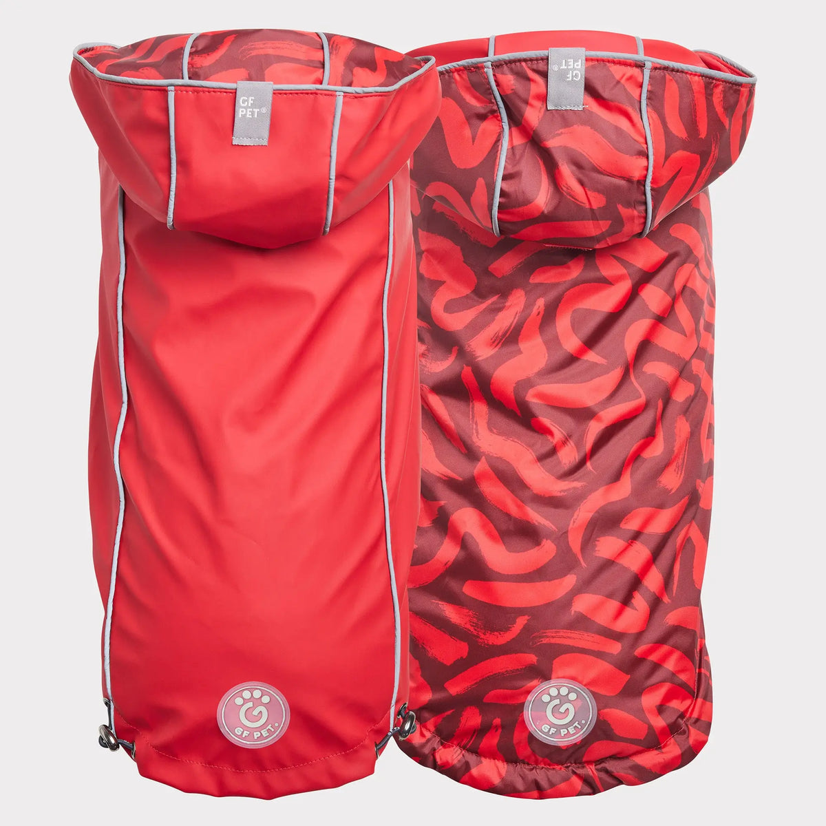 Reversible Dog Raincoat | Red Abstract GF PET Apparel GF Pet Official Online Store