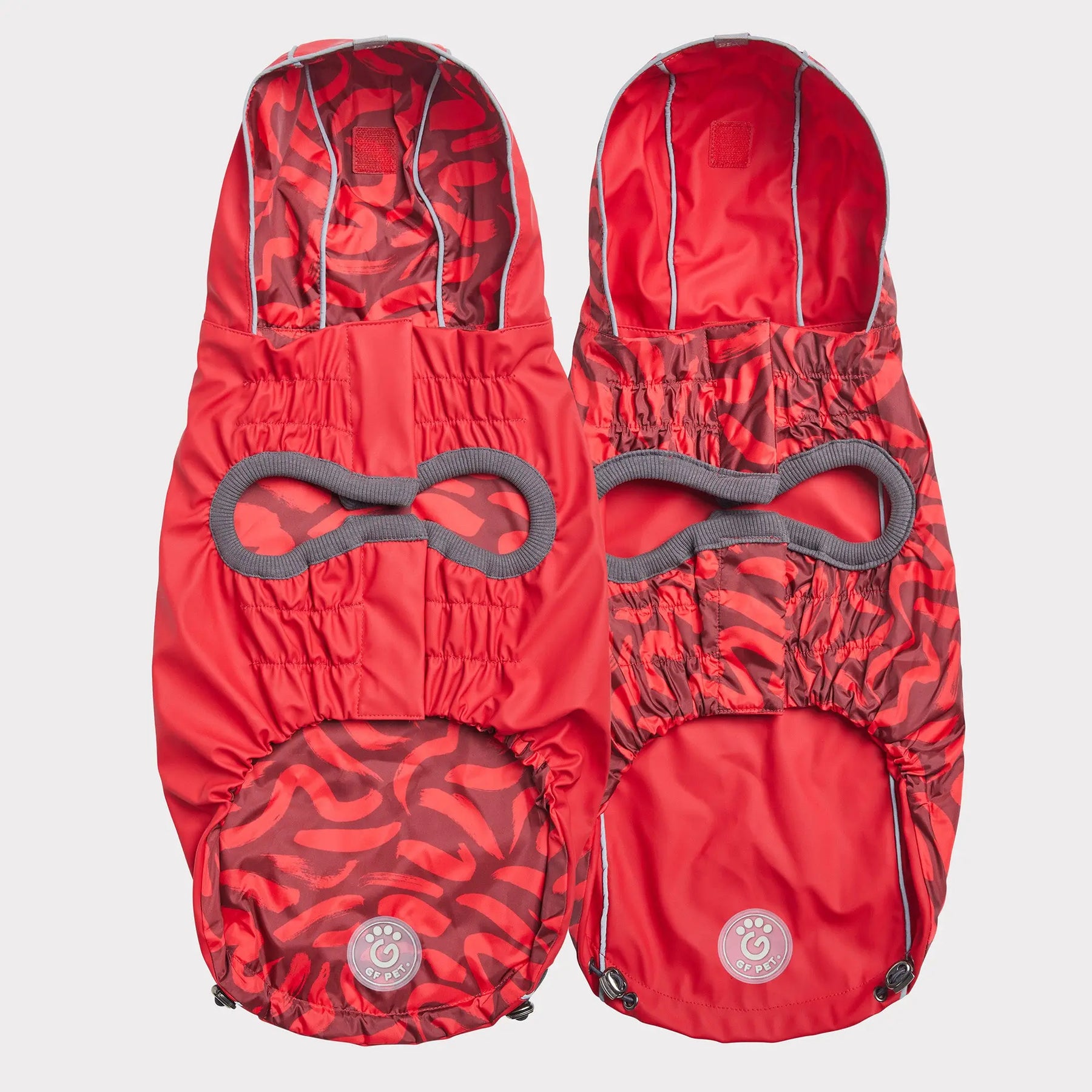 Reversible Dog Raincoat | Red Abstract GF PET Apparel GF Pet Official Online Store