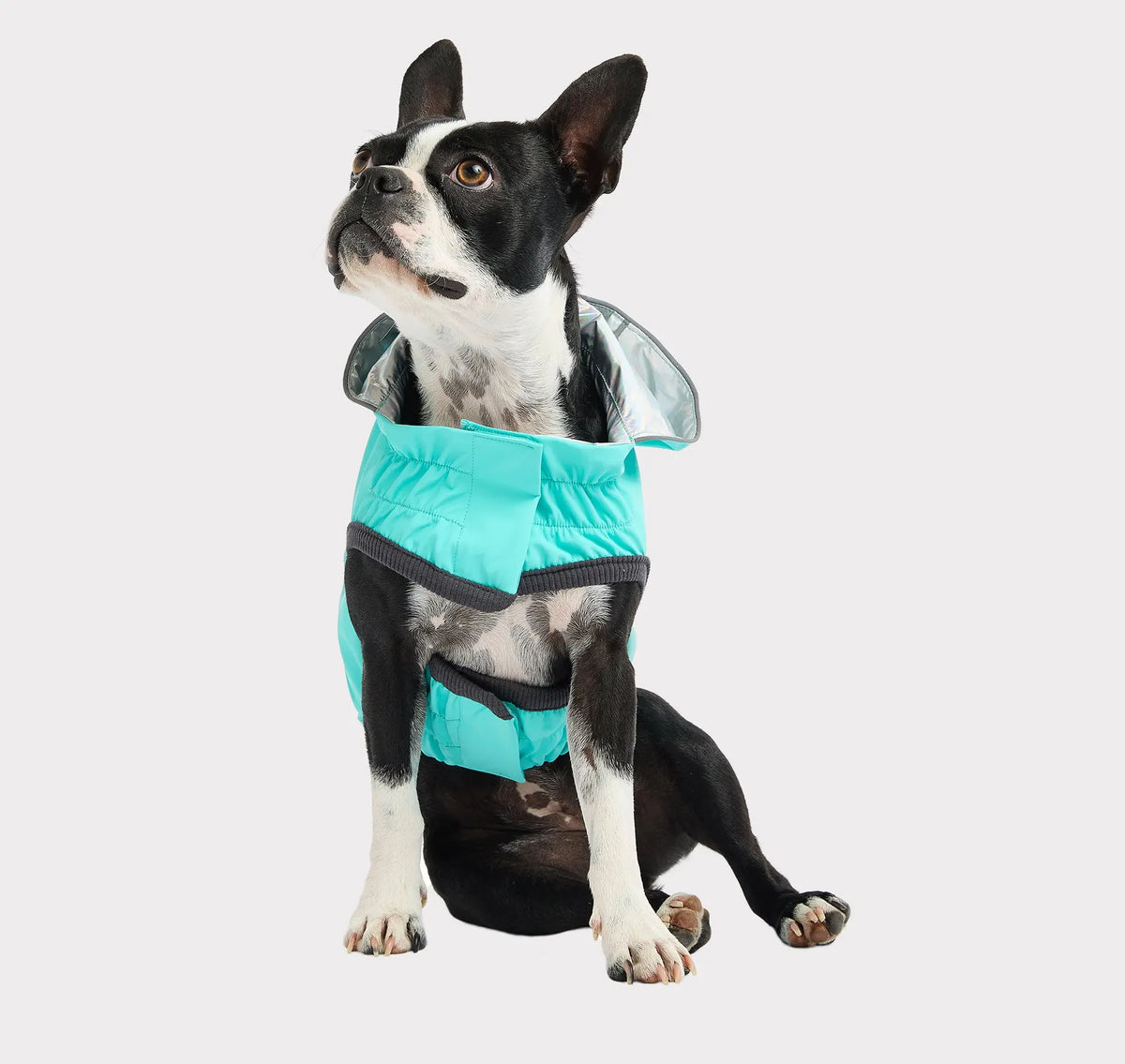 Reversible Raincoat - Neon Aqua and Iridescent GF PET