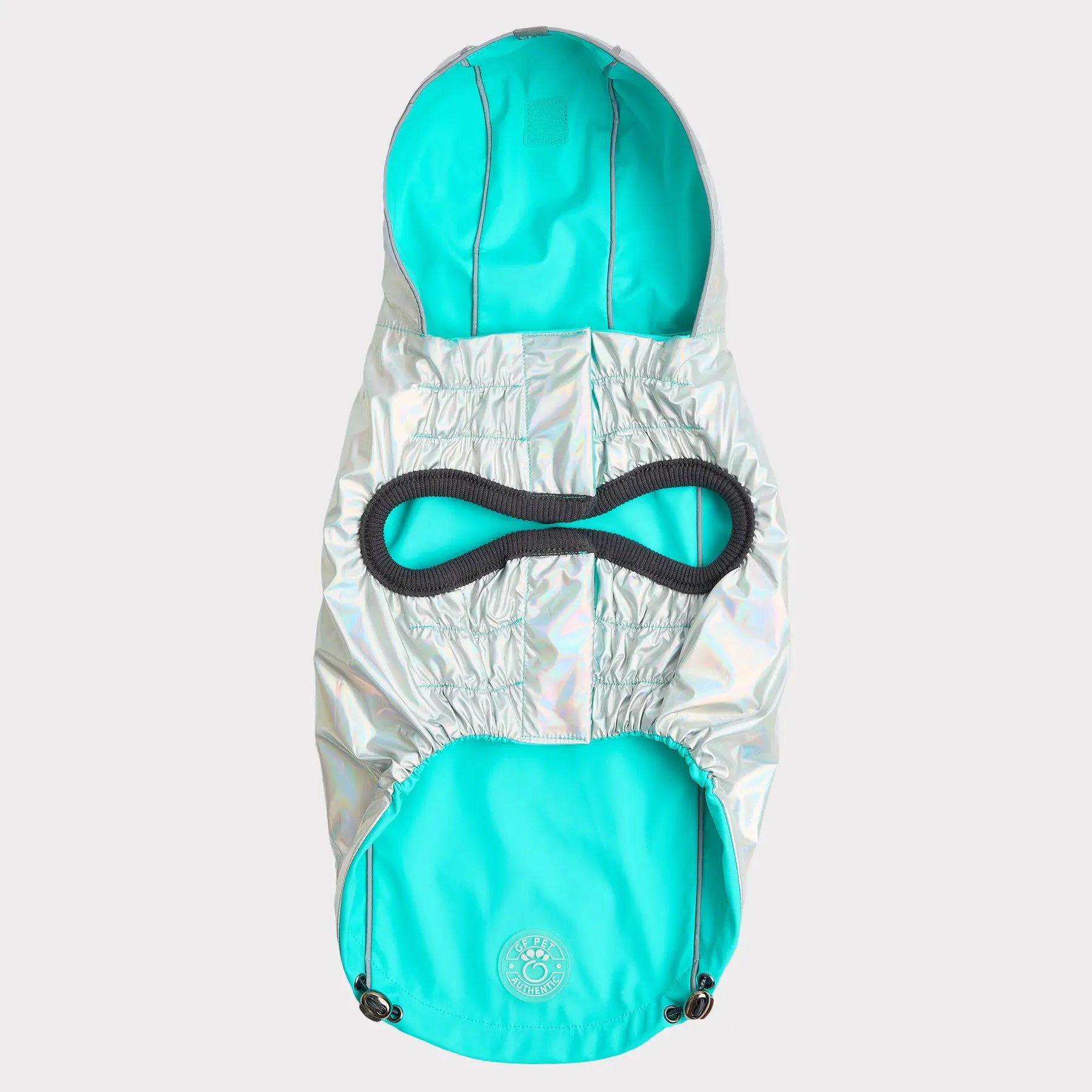 Reversible Raincoat - Neon Aqua and Iridescent GF PET