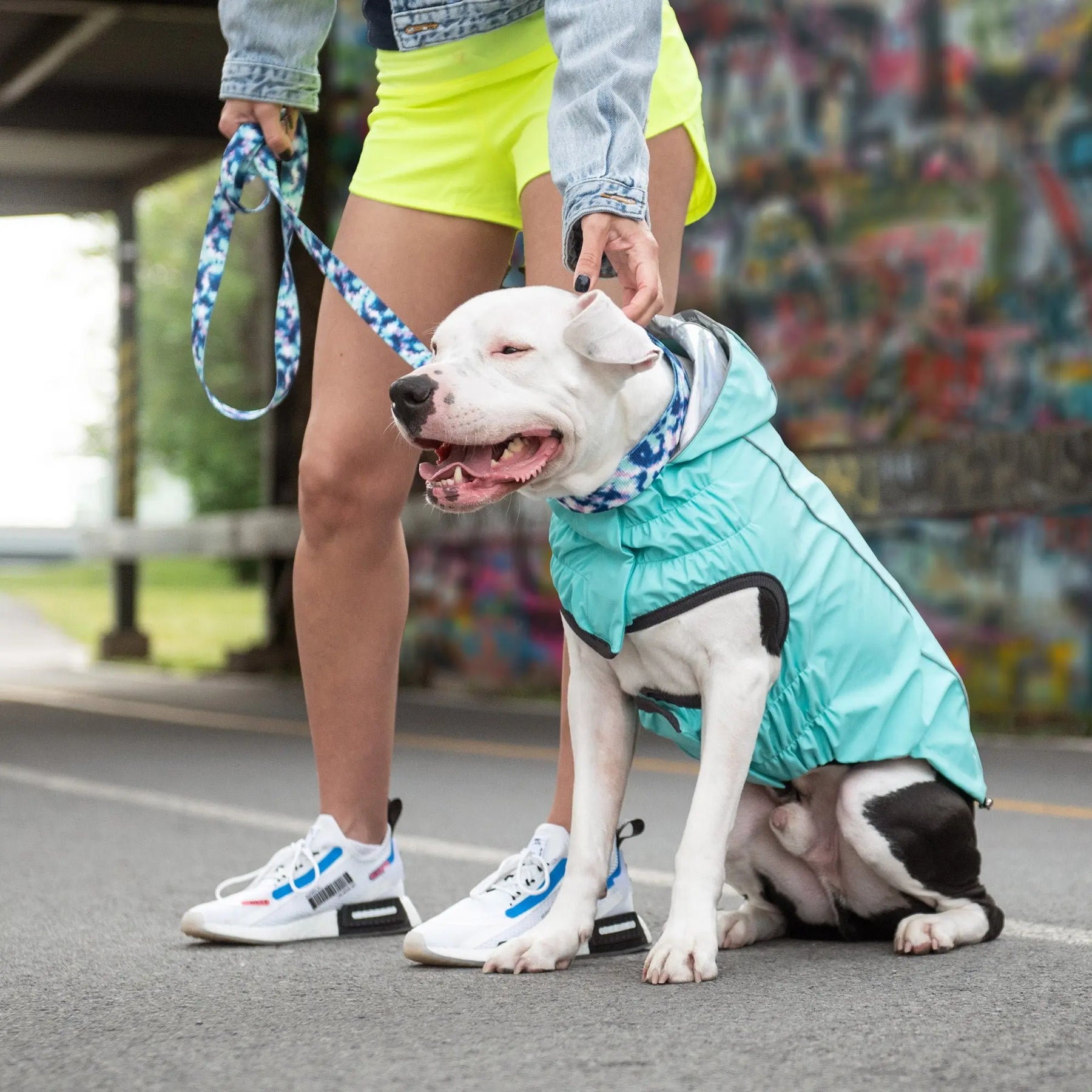 Reversible Raincoat - Neon Aqua and Iridescent GF PET