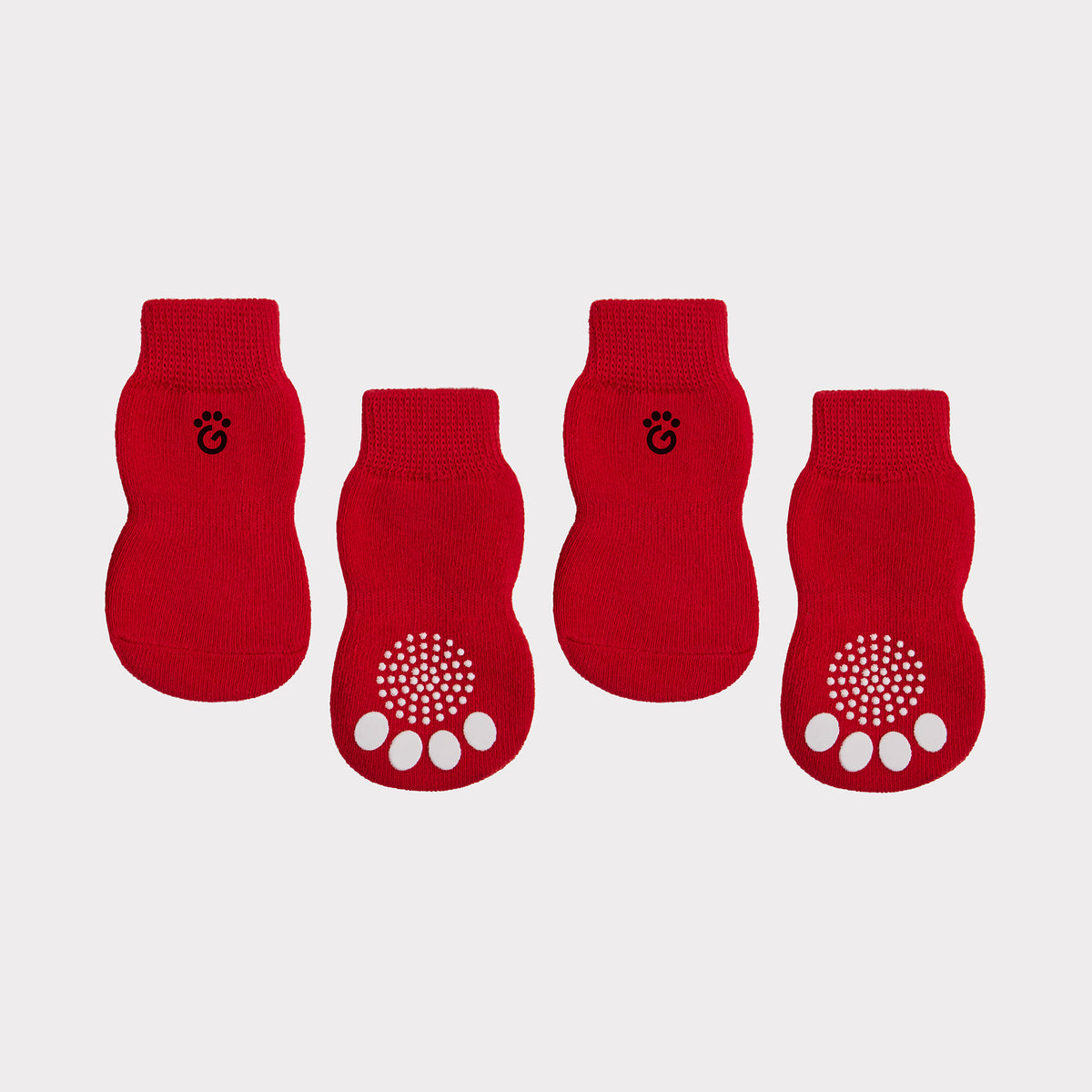 PAIR IF RED SOCKS FOR DOGS ON WHITE GROUND
