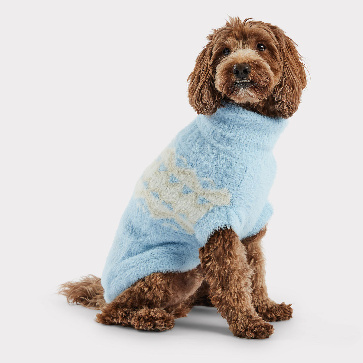 Fuzzy Dog Sweater | Light Blue